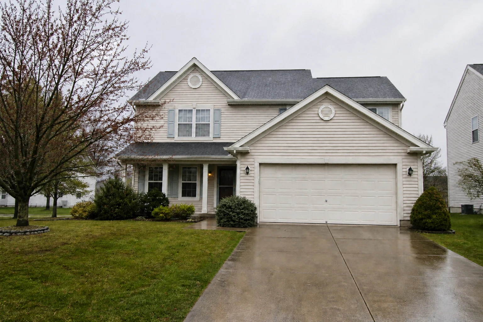 The same house exterior with natural contrast, color, and clearer surface detail