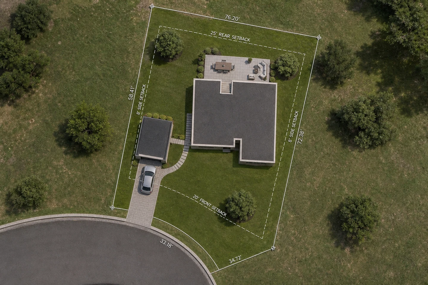 Photorealistic aerial site plan created with an AI plan visualizer