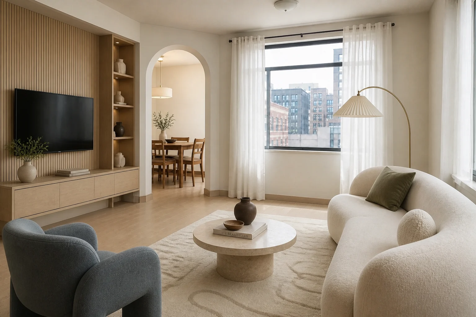Warm modern living room direction