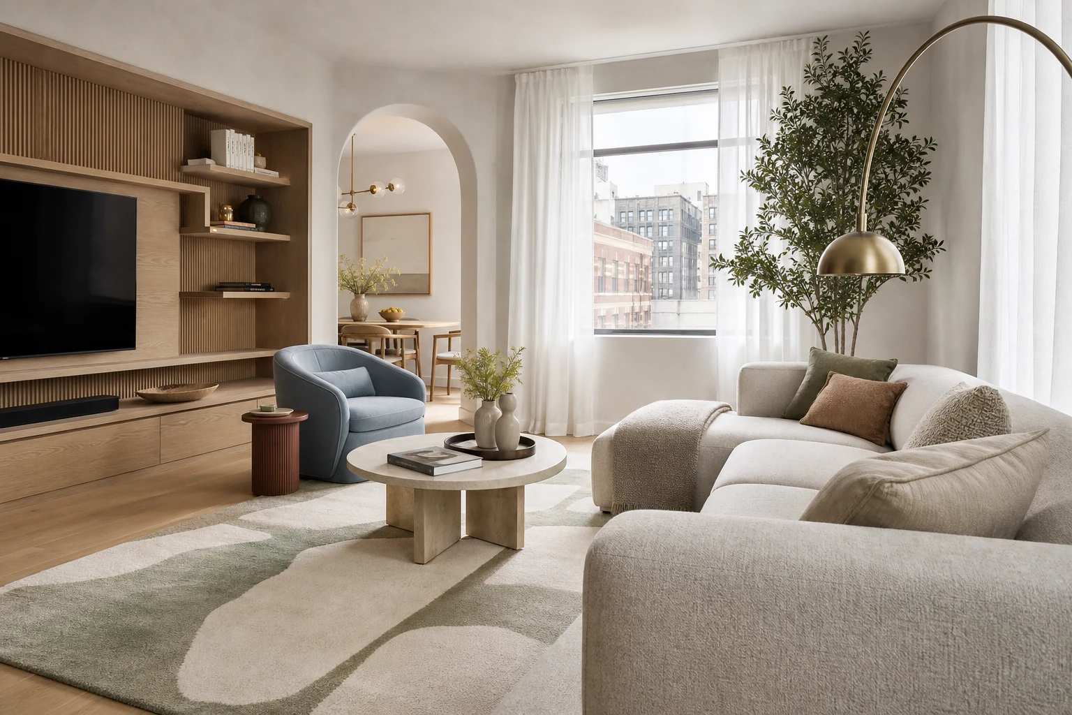 Warm modern living room direction