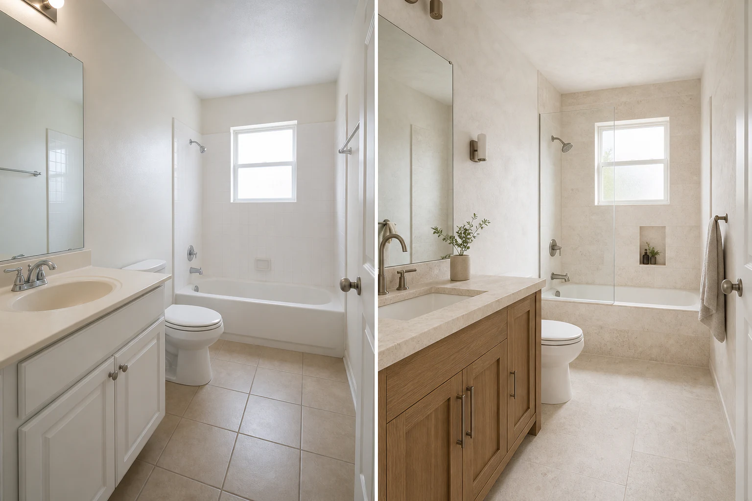 Bathroom renovation before and after design preview