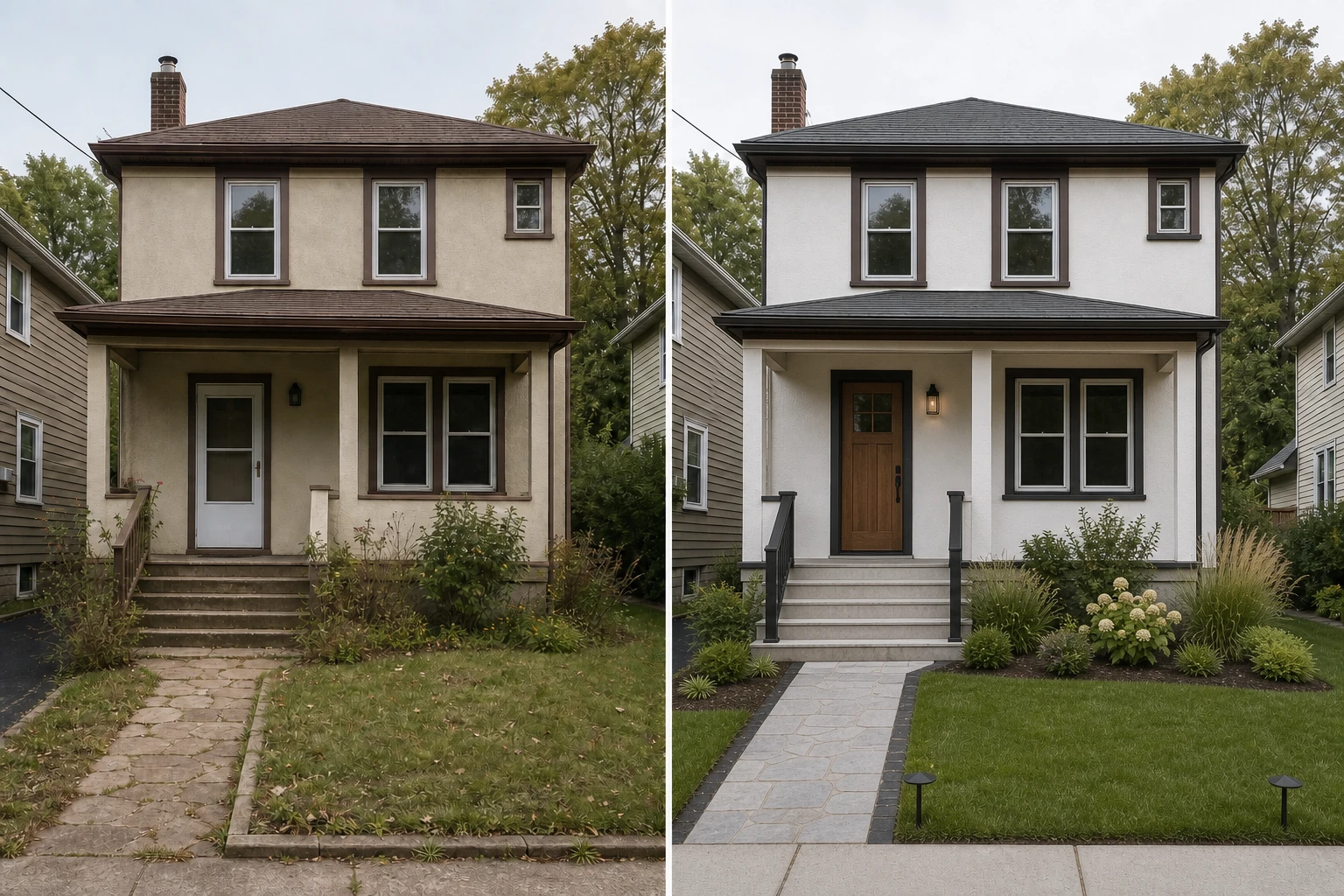 Exterior renovation before and after design preview