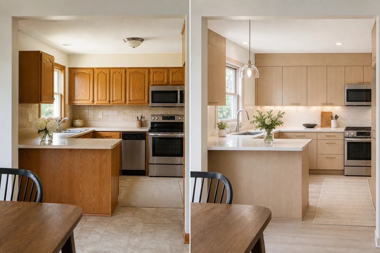 Kitchen remodel before and after design preview