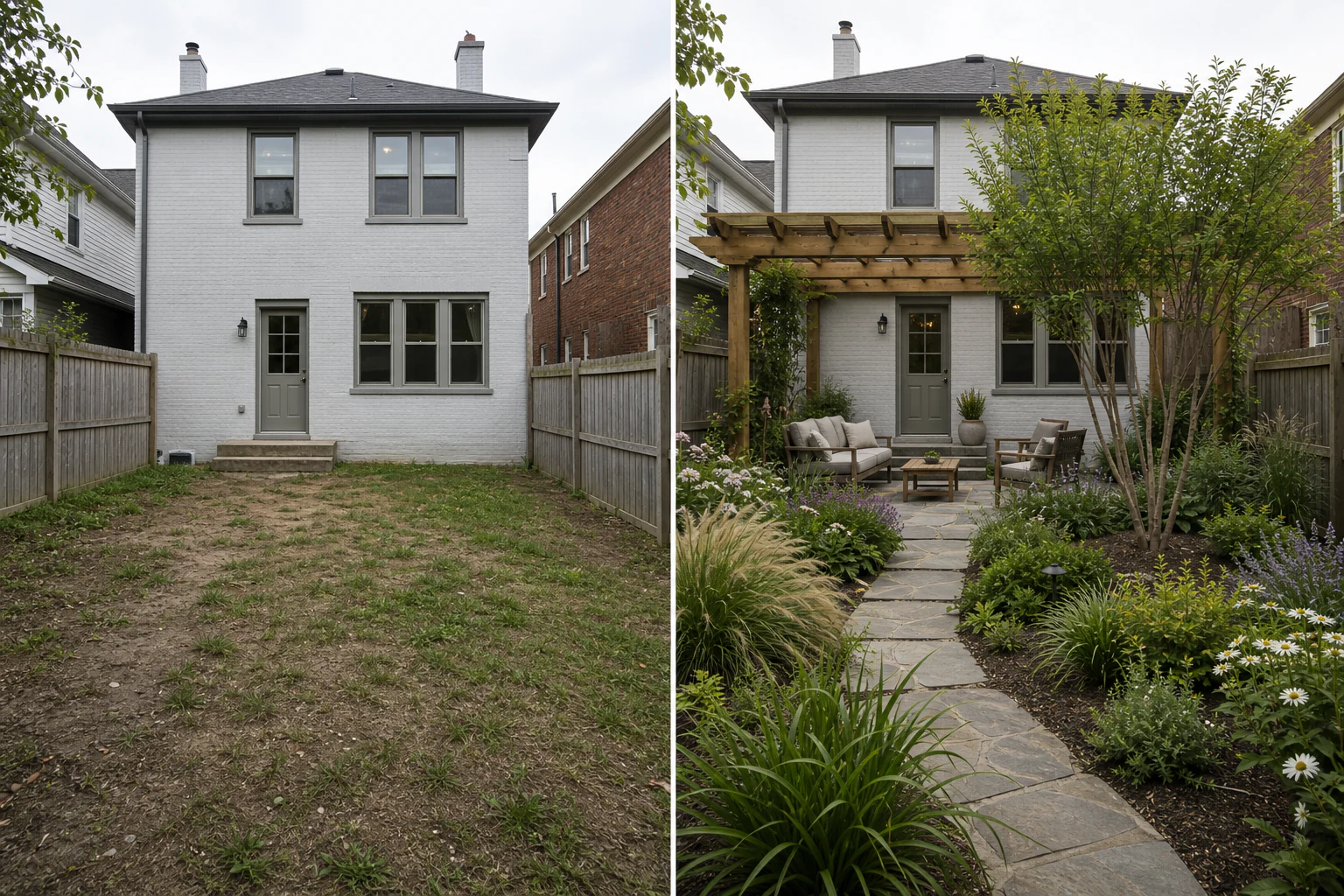 Landscape design before and after design preview