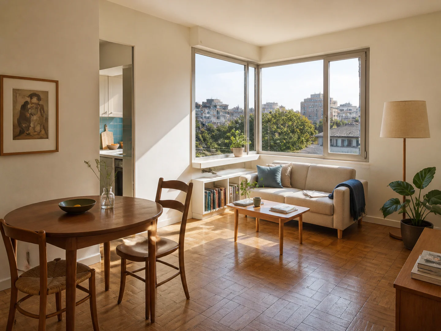 Naturally lit lived-in apartment presented for a property listing