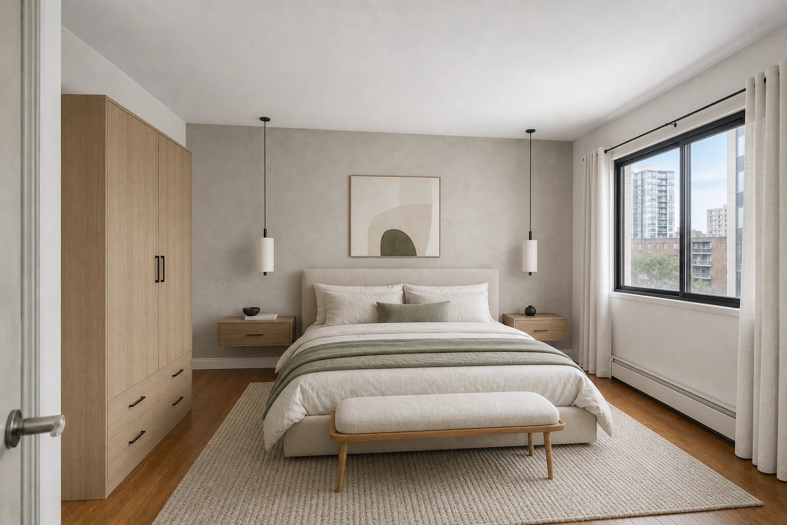A calm redesign of the same bedroom