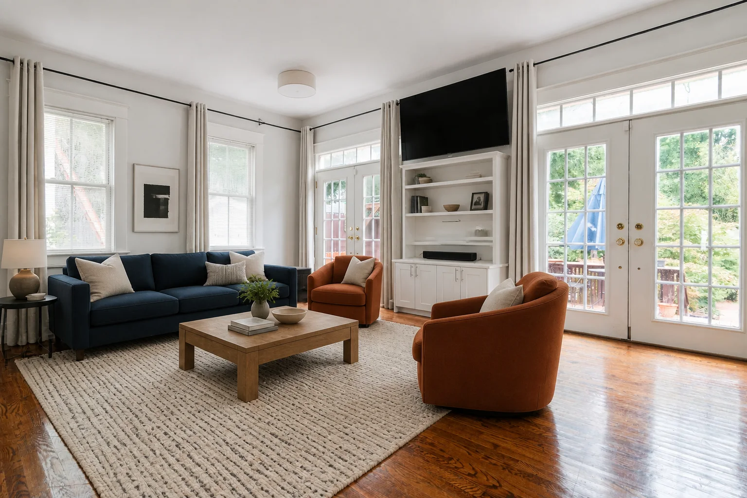 Empty living room furnished with AI Living Room Design